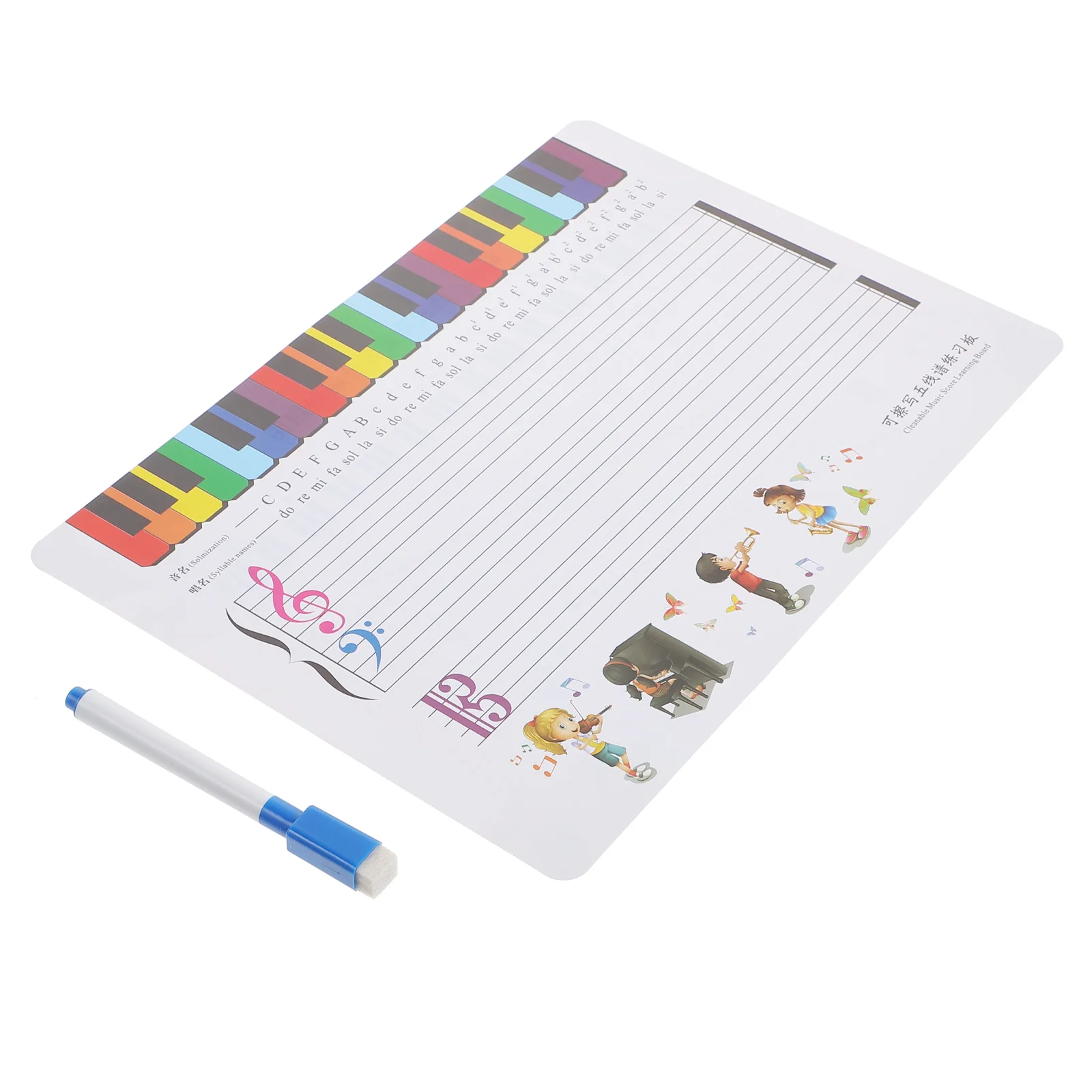 

Reusable Staff Board Staff Whiteboard Music Teaching Boards Erasable Stave Practice Tool Writable Portable Piano Cards