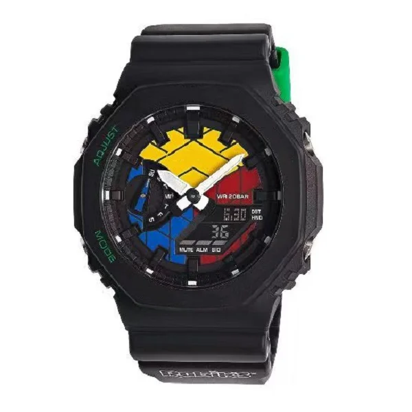 

Digital Motion Quartz 2100 Men's Watch LED automatic hand lamp detachable assembled waterproof Rubik's Cube Oak series