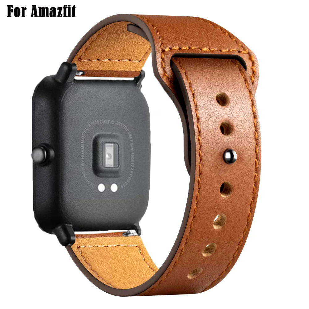 Фото Ремешок кожаный для смарт-часов Amazfit GTS 4/3/2/2e Mini/GTR 4 3 pro 47 мм/stratos 3, браслет для Amazfit Bip S/U/Lite/probands, 20 мм 22 мм №2