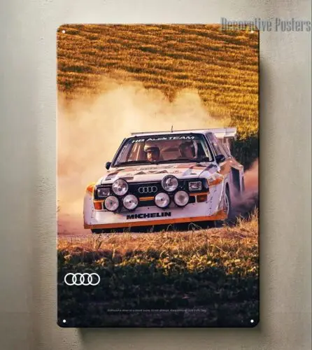 Металлический плакат Audi S1 Racing Rally Car Group B 20x30 см
