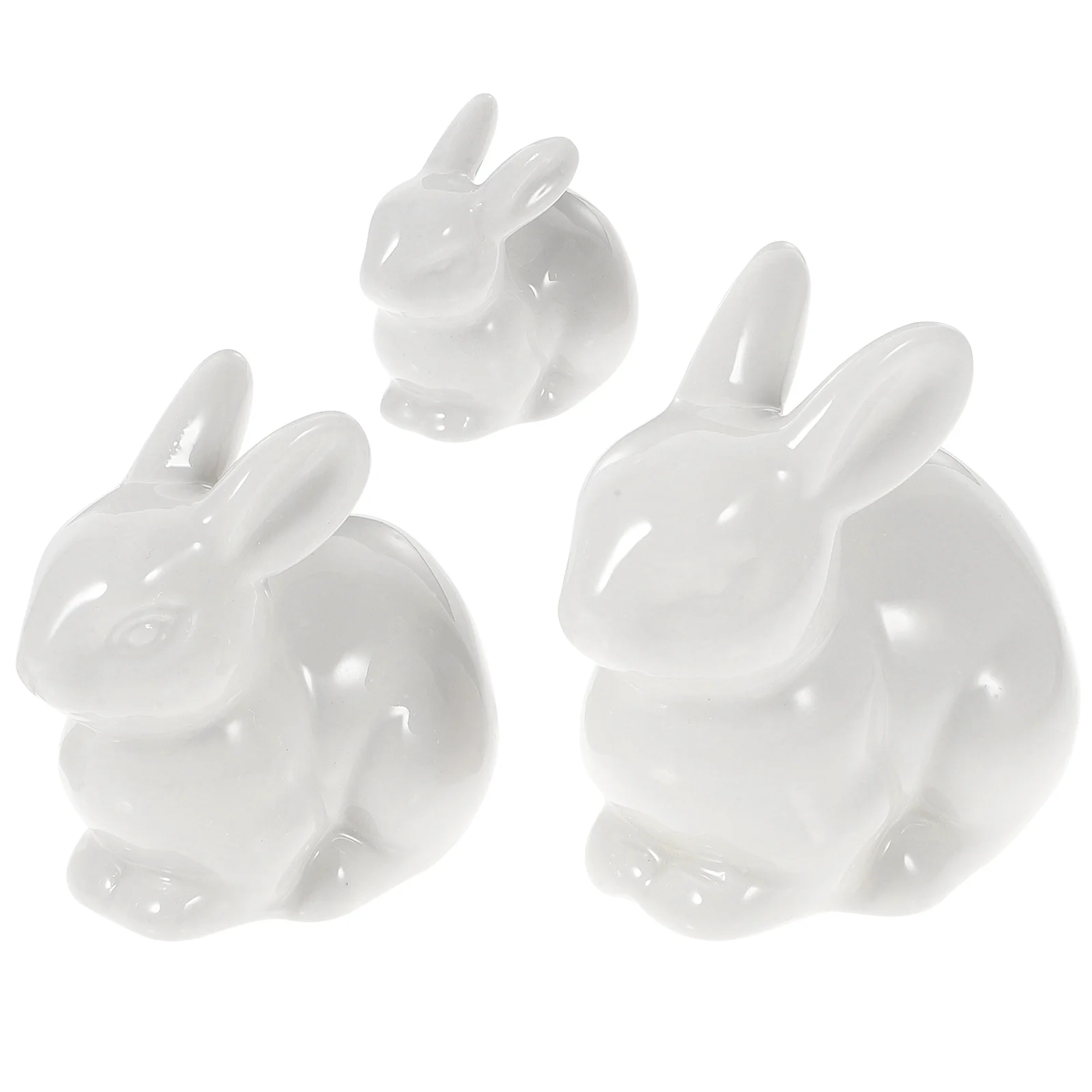 

3pcs Micro Tiny Bunny Ornament Ceramics Lanscape Ornament Miniature Terrarium Ornament
