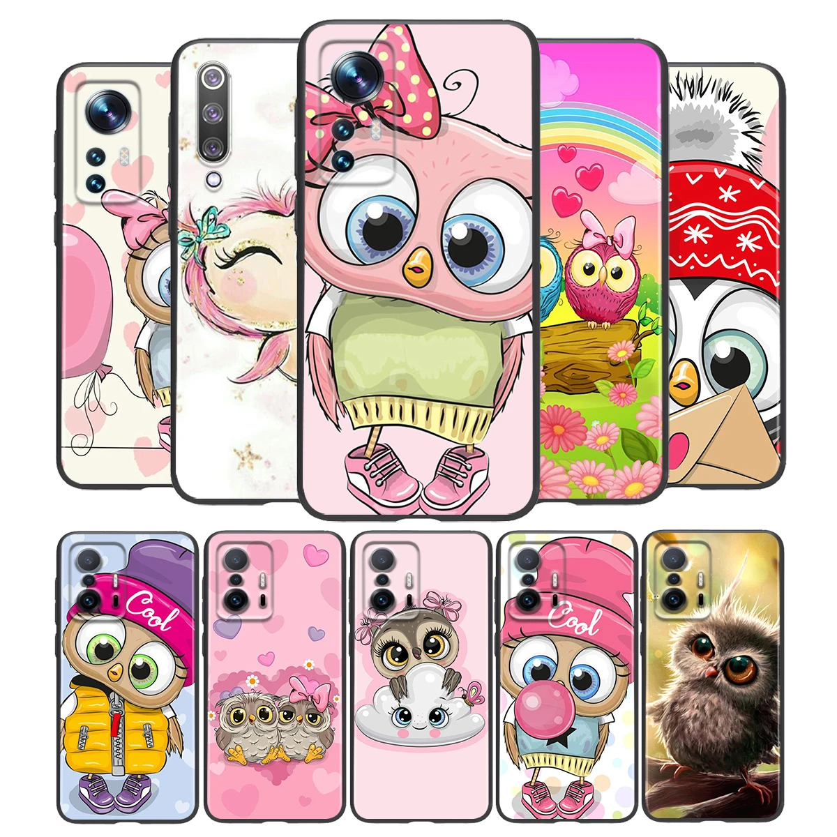 

Cute Cartoon Owl Silicone Cover For Xiaomi Mi 12 11i 11T 11 10i 10T 10 9 9T SE Lite Pro Ultra HyperCharge Phone Case