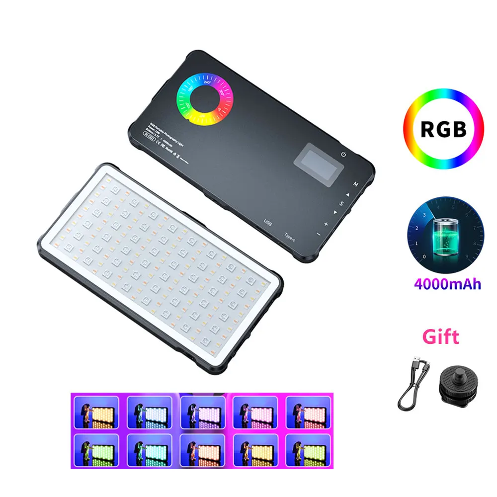 

USB-зарядка, RGB-камера, внешняя вспышка, 2500-9000K, CRI 95 + 4000 мАч