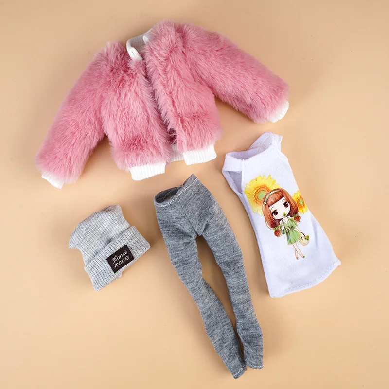 

New 30cm Doll's Clothes Suit Dress Up Accessories Plush Coat and Skirt Suit Fit To 11.5 Inch Doll