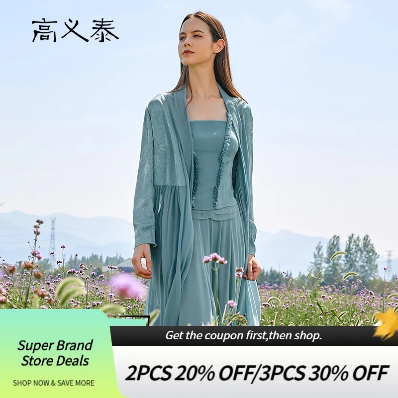 

Love Casual Embroidery Floral Vintage Silk Women Coats Autumn Elegant Spliced Georgette Hem Long Sleeves Trench Coat FY035