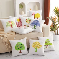 new cotton canvas plant embroidered cushion cover nordic light luxury pillow covers decorative home decorative pillows for sofa
