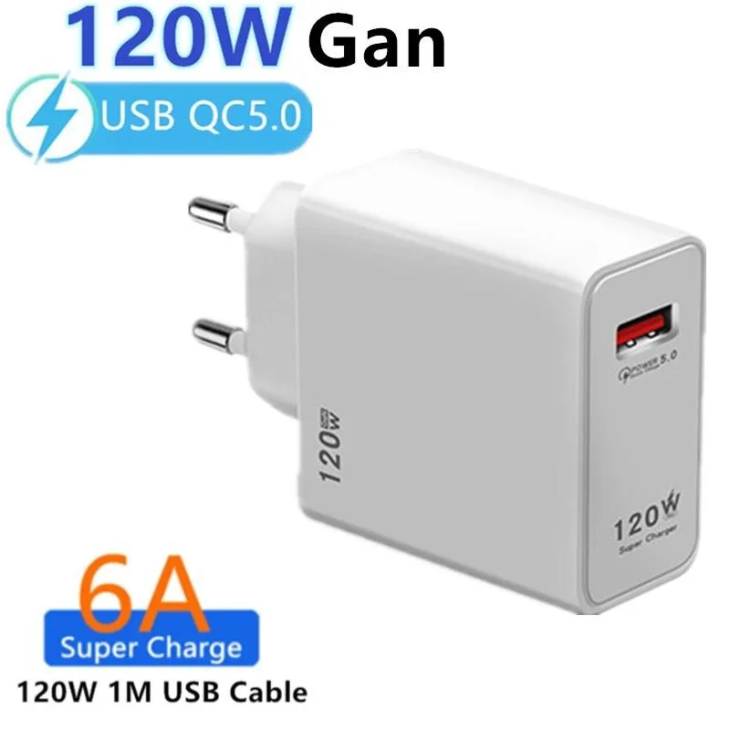 

Gan 120W Fast Charger Quick Charging Adapter for IPhone 14 13 12 Pro Max Samsung Xiaomi Huawei Tablets Charger 120W Type-C Cable