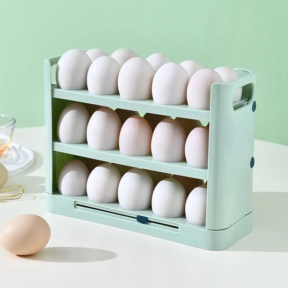 

3 Tier Egg Storage Container Reversible Egg Rack Refrigerator Egg Storage Container With Handle Kitchen Storage Tray Kitchenware