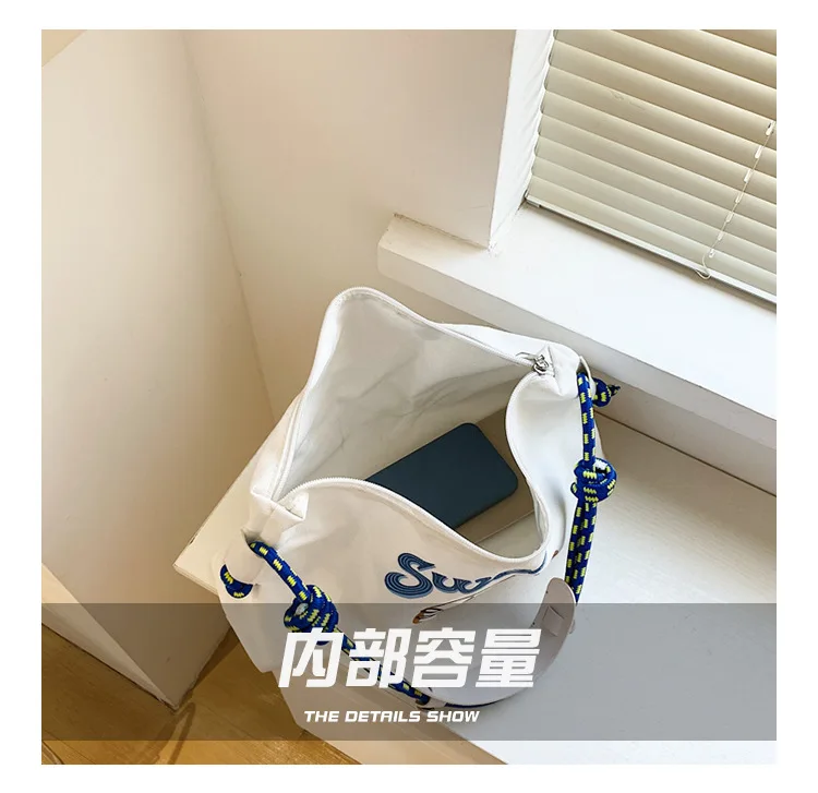 Женская сумка для покупок Холщовая Сумка-тоут с вышивкой Ins утка новинка 2024