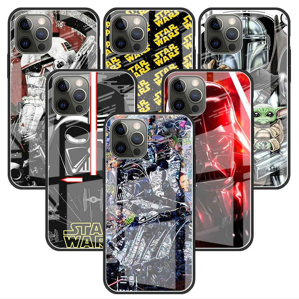 Star Wars The Force Awakens Tempered Glass Case for Apple iPhone 11 7 13 Pro Max 12 XR X 8 7 Plus SE 6 6S Phone Back Funda Cover
