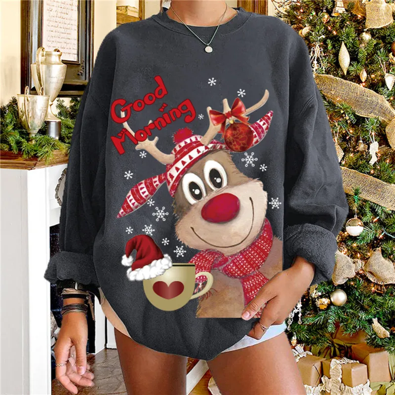 Christmas Sweater Ugly 3D Women Autumn Winter O-neck Warm Pullover Loose Long Sleeve Printted Jumpers Warm Knitted Outwear Tops