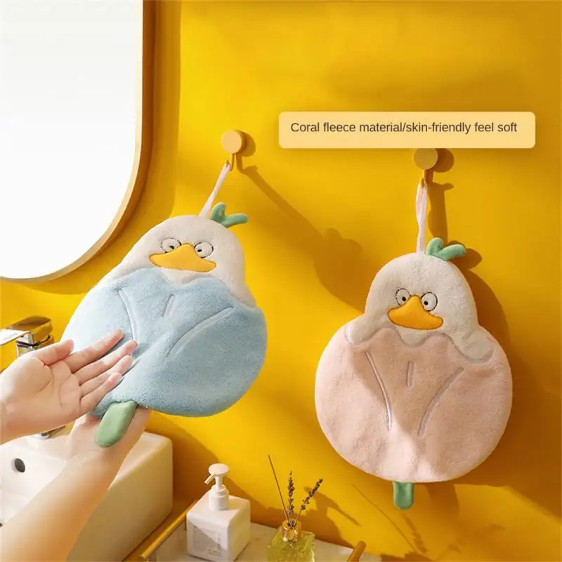 

Duckling Cute Style Hand Towel Hanging Coral Fleece Children's Towel Lazy Hand Cloth Quick-drying Thickened Water Absorbent Wipe