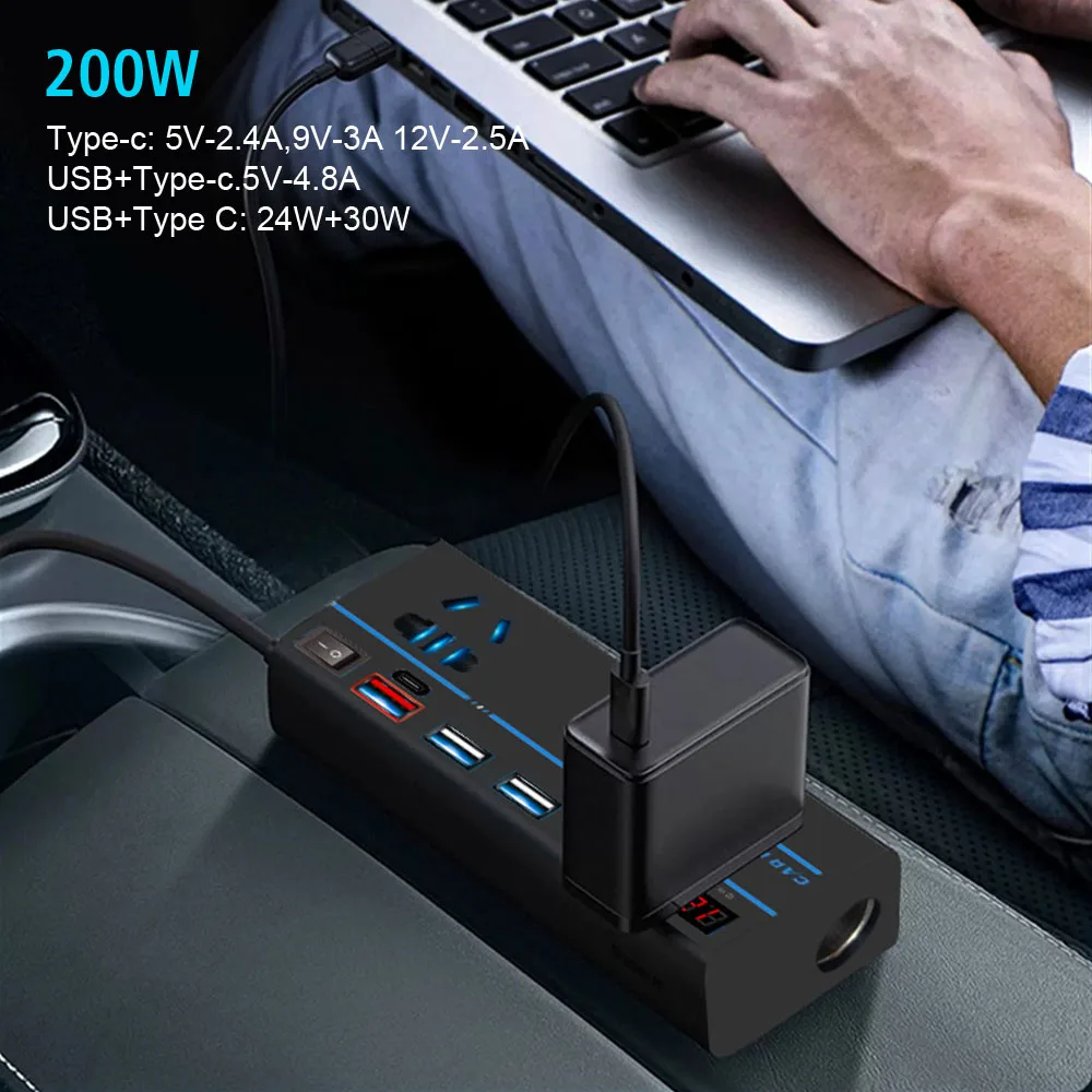 Автомобильная инверторная розетка с USB DC 12 В до 220 универсальная прикуриватель 200