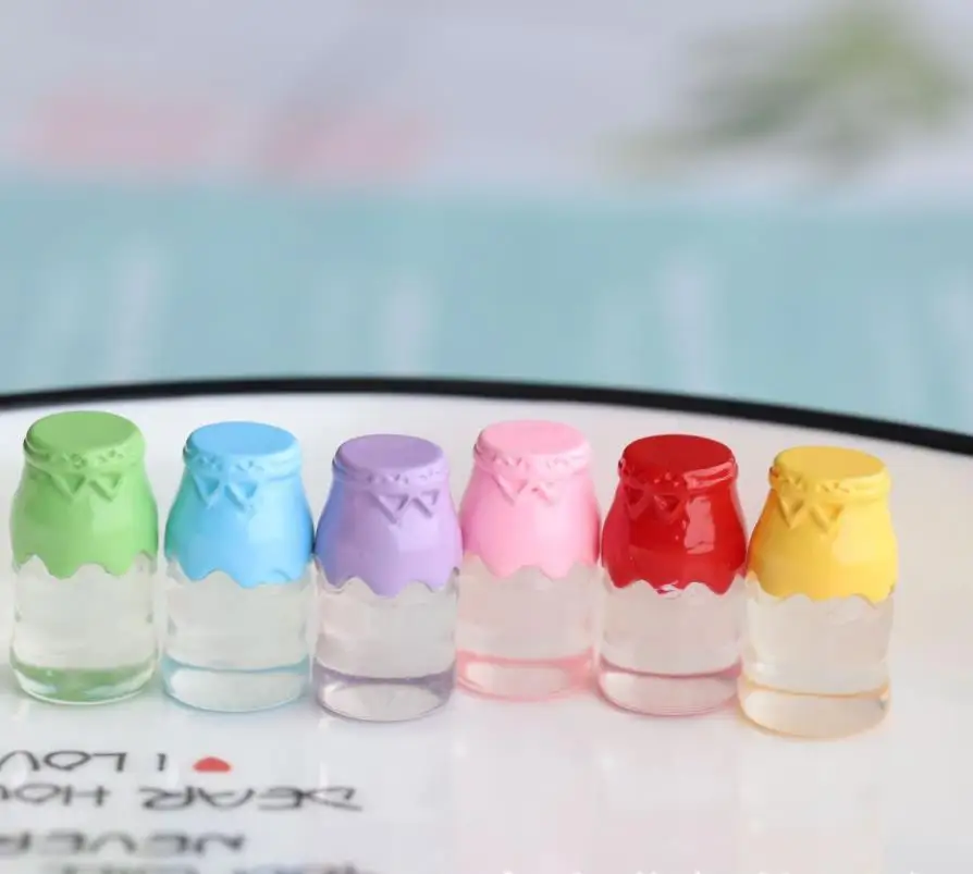 

Кавайная мини-бутылка для молока, имитация стеклянной бутылки «сделай сам», украшение из смолы, миниатюрный кухонный аксессуар