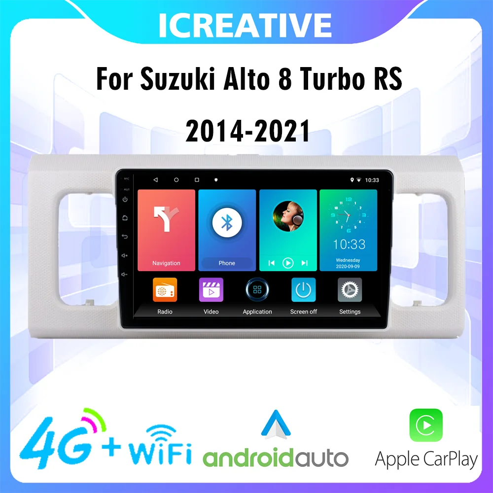 

Автомагнитола для Suzuki Alto 8 Turbo RS 2014-2021, 9 дюймов, 2 Din, 4G, Carplay, Android, мультимедийный плеер, GPS-навигация, Wi-Fi, головное устройство