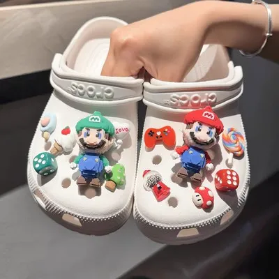 

Super Marioes Bros Shoe Buckle Slipper Sandal Croc Shoe Accessorie Kids Toys Gifts Kawaii Anime Game DIY Shoe Decorations Set