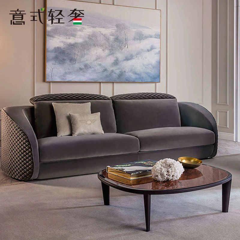 

North American black walnut solid wood stainless steel glass living room Italian luxury coffee table coffee table