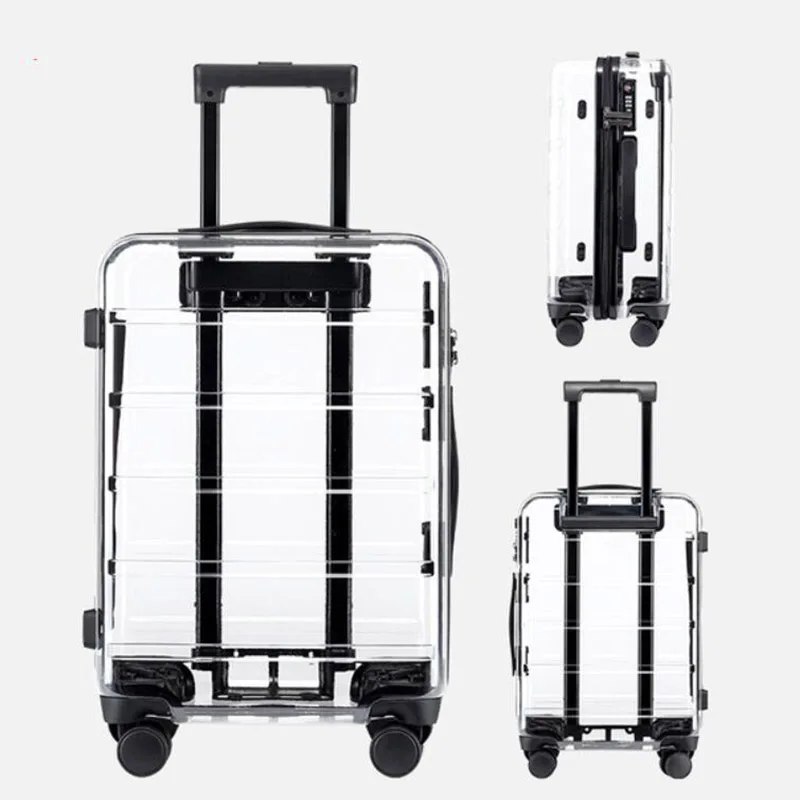

20"22"24"26" Inch Brand Transparent Trolley Bag Travel Suitcase Cabin Rolling Luggage On Wheels