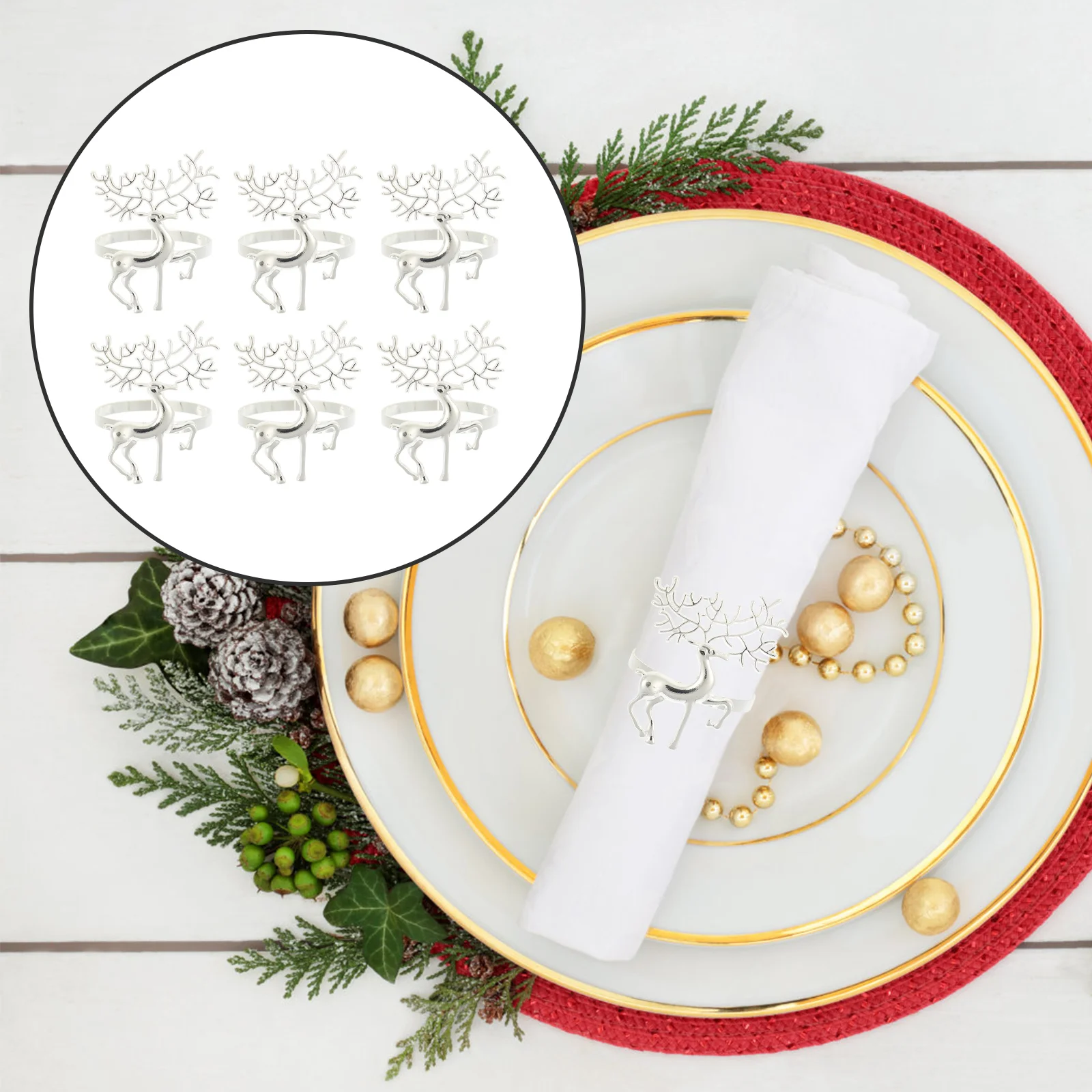 

Napkin Rings Holderelk Party Christmas Reindeer Metal Serviette Ring Buckle Table Bands Decorative Supplies Exquisite