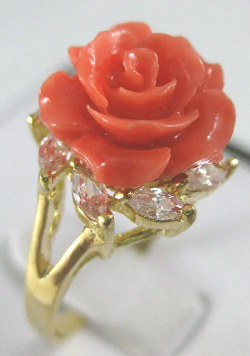 

fine pink jadel flower ring#7,8,9