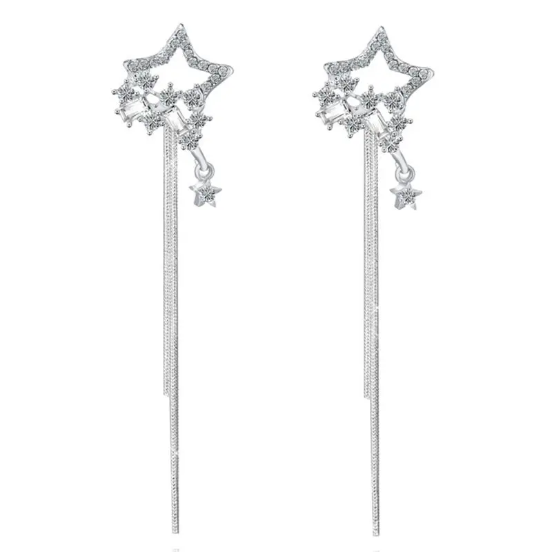 

1 Pair Fashion Star Earrings for Women Temperament Tassel Long Ear Line