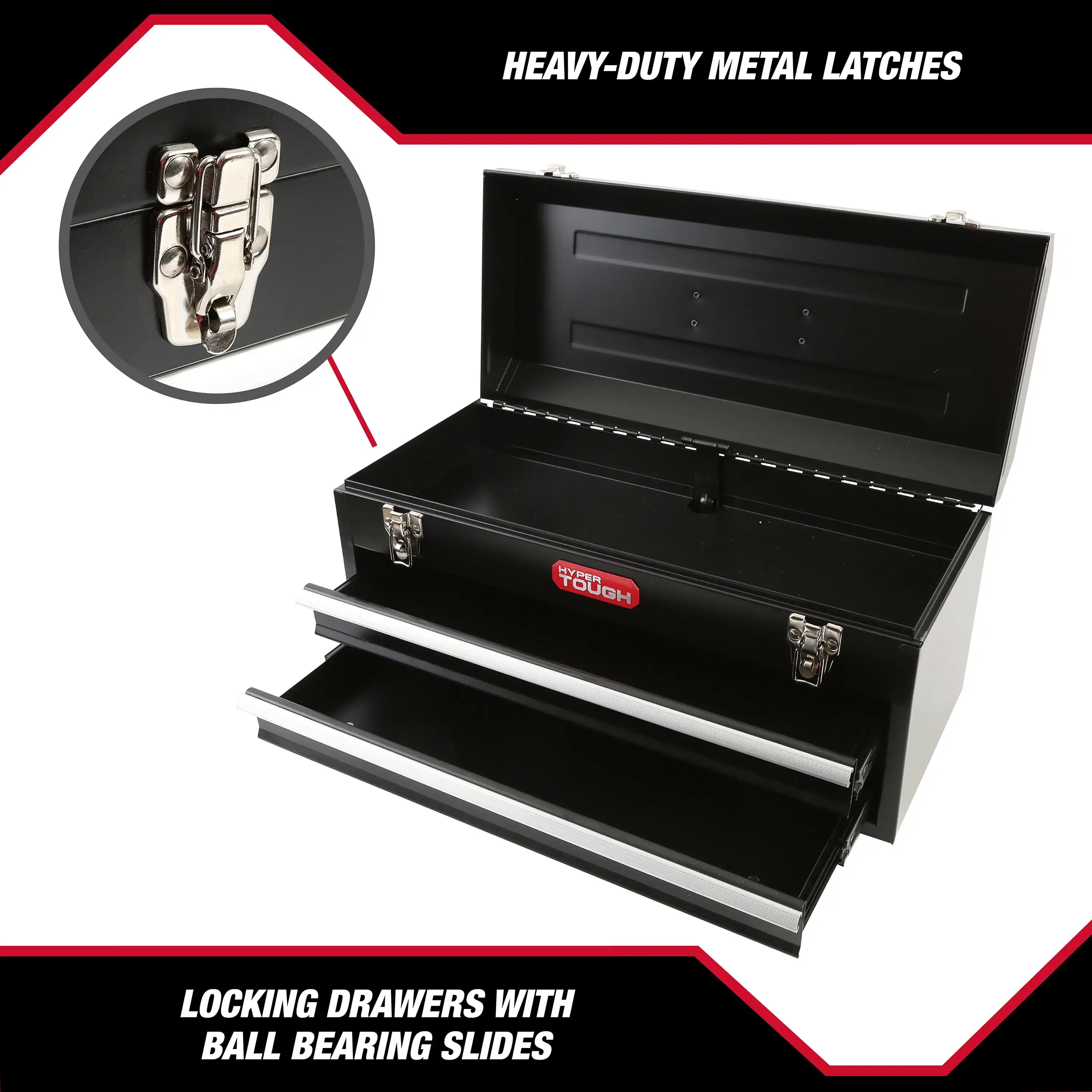 

20-Inch 2-Drawer Tool Box with Flip-Up Lid in Black