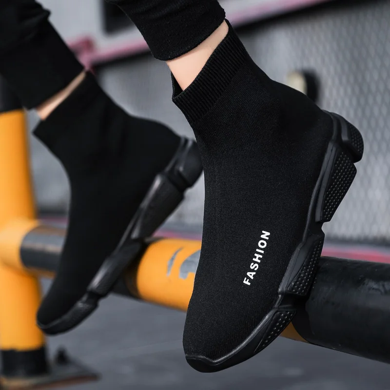 

Мужские высокие кроссовки унисекс, черные удобные слипоны на плоской подошве, модная повседневная обувь в стиле хип-хоп для взрослых, 2022