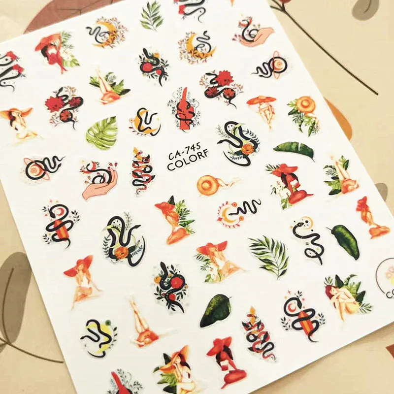 

Змея бабочка красный сердце дизайн ногтей Наклейка 3D самоклеящаяся наклейка шаблон DIY украшения инструменты CA745