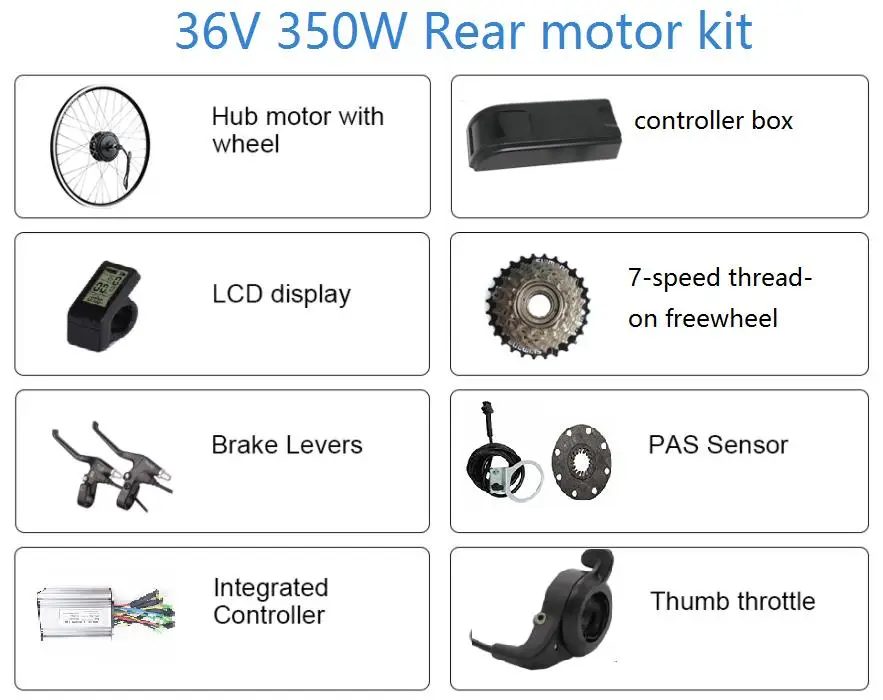 Conversion Kit 36v 250w 350w  Ebike Brushless Hub Motor Bike Wheel Kit