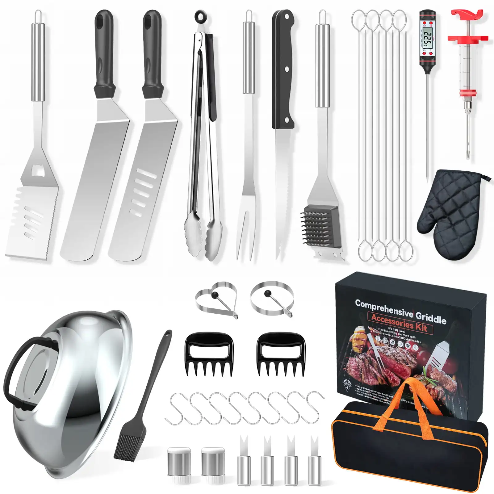 

Accessories Grilling Accessories Sets, 39pcs Flat Grill Accessories Set BBQ Grill Tool for Blackstone and Chef, Including Bast