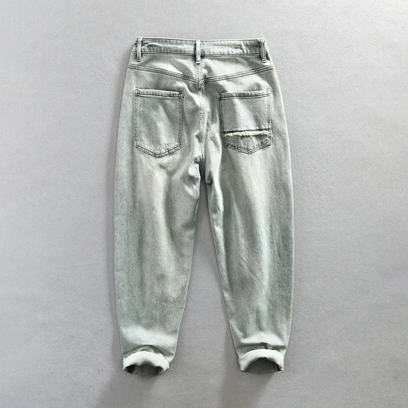 2023 Spring Summer New Casual Ripped Jeans for Men Clothing Soft Cotton Streetwear Loose Oversize Men Trousers A1015