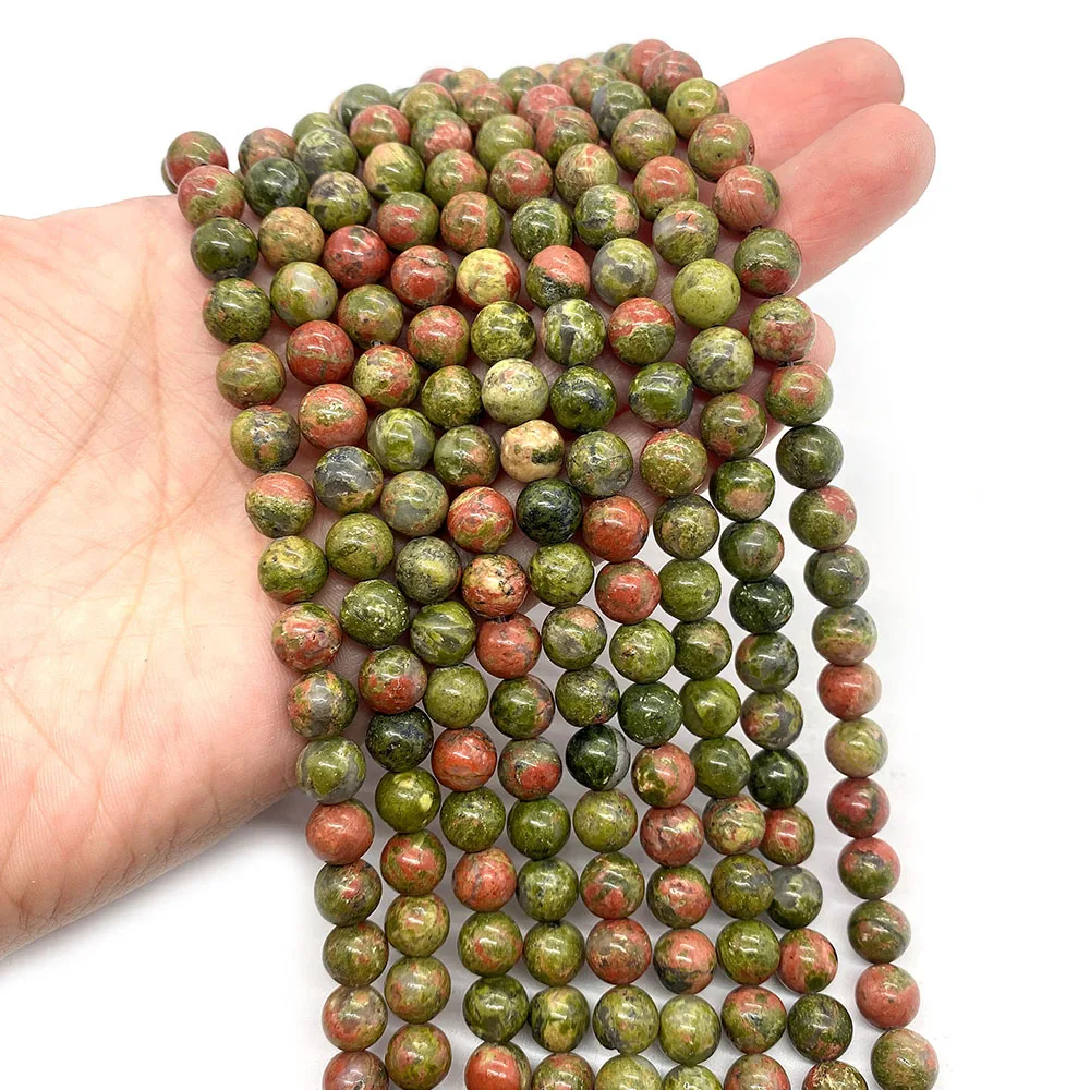 

Wholesale Natural Stone Round Flower Green Stone Necklace Beads 6mm8mm10mm Charm Jewelry DIY Necklace Bracelet Earring Accessory