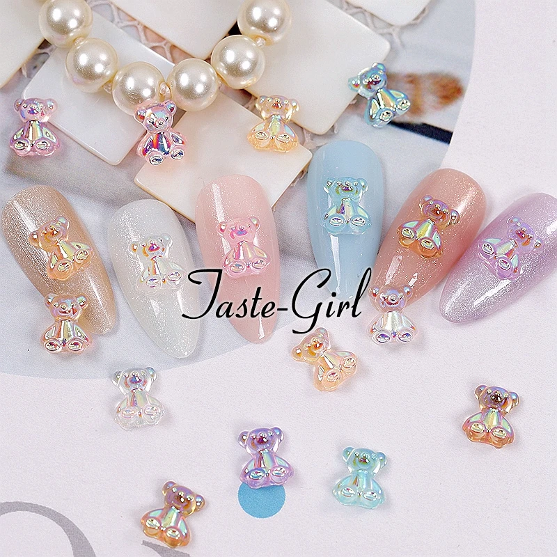 

30PCS 3D Aurora Gummy Bear Nail Art Decoration Charms Kawaii Nails Accessories Manicure Decor Supplies Set Resin Jelly Bears GZH