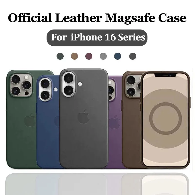 Оригинальный кожаный чехол Apple с Magsafe для iPhone 16 15 14 Pro Max магнитный беспроводной