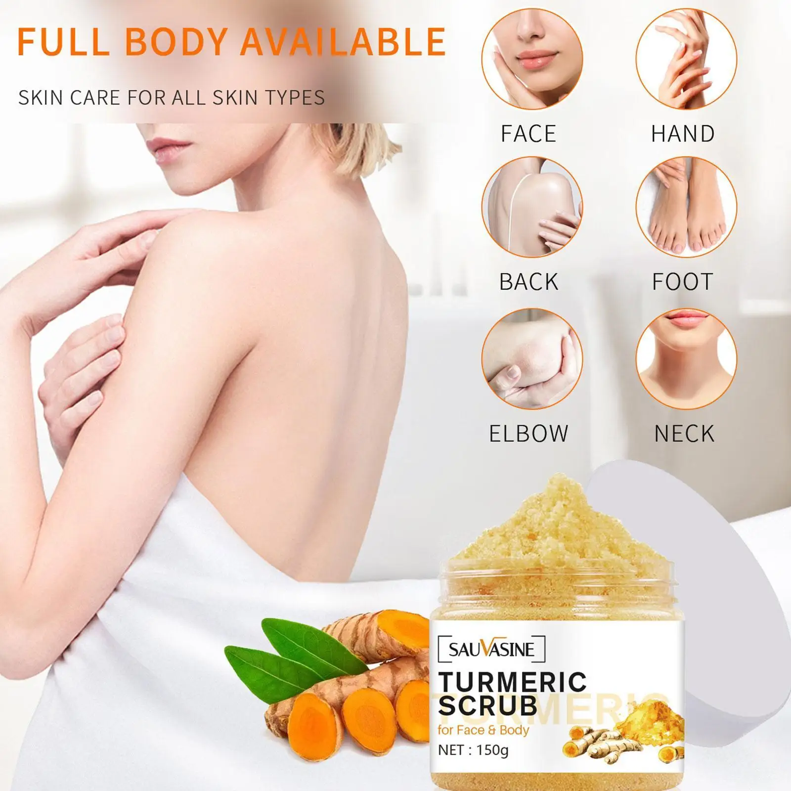 

Turmeric Face Body Scrub Soften Cutin Brightening Moisturizing Cleaning Smooth Salt Anti-acne Pore Skin Exfoliating Cream S S7n2