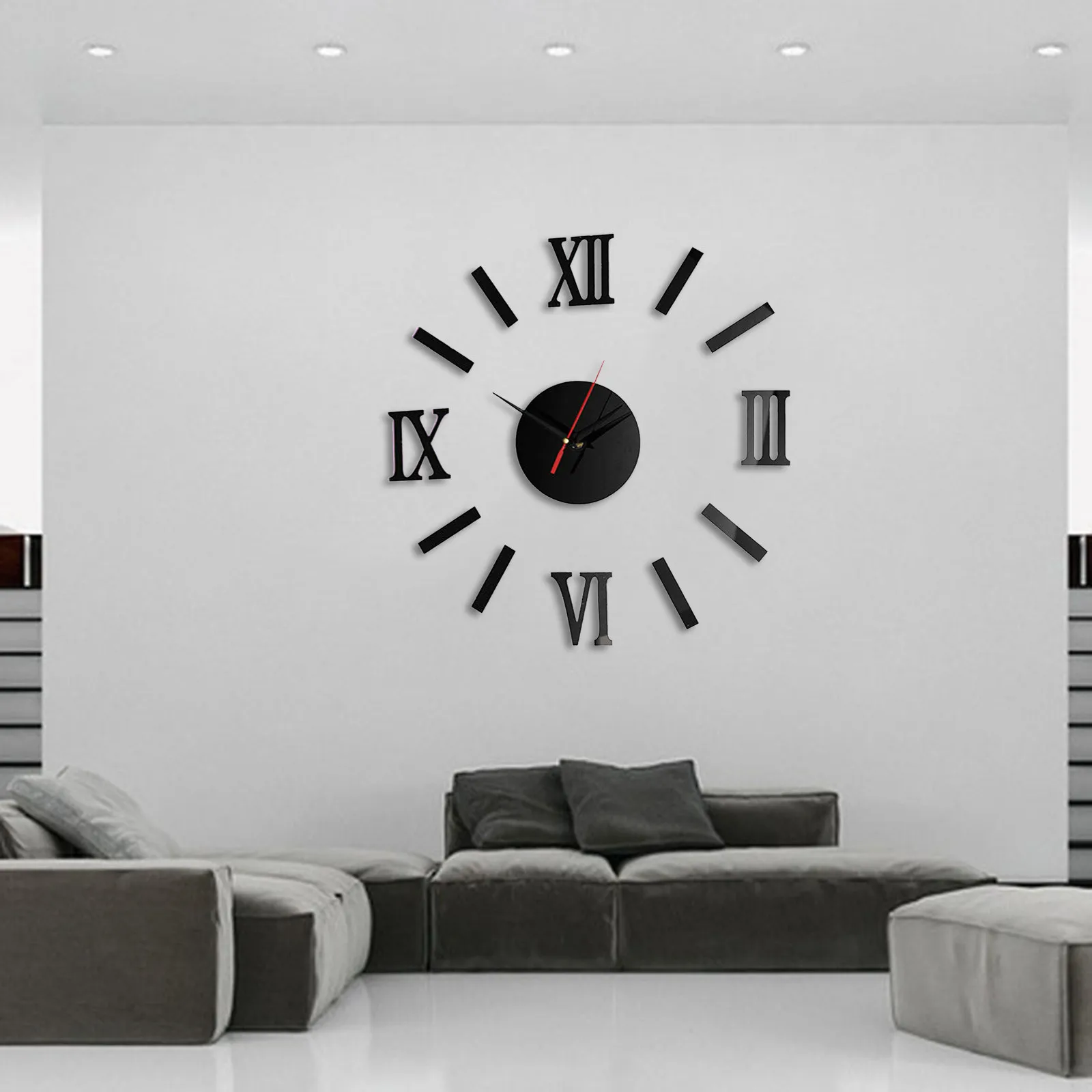 DIY Acrylic Mirror Wall Clock 3d Sticker Stereo Clock Roman Numeral Mute Clock Wall Sticker Acrylic Hexagon Sheet