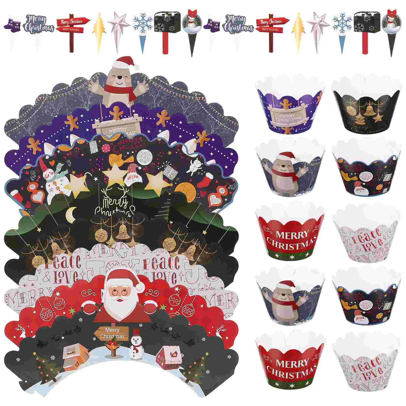 

Christmas Cupcaketoppers Wrappers Cake Party Picks Paper Cups Wrapper Dessert Reveal Gender Shower Baby Glitter Stand Fondant