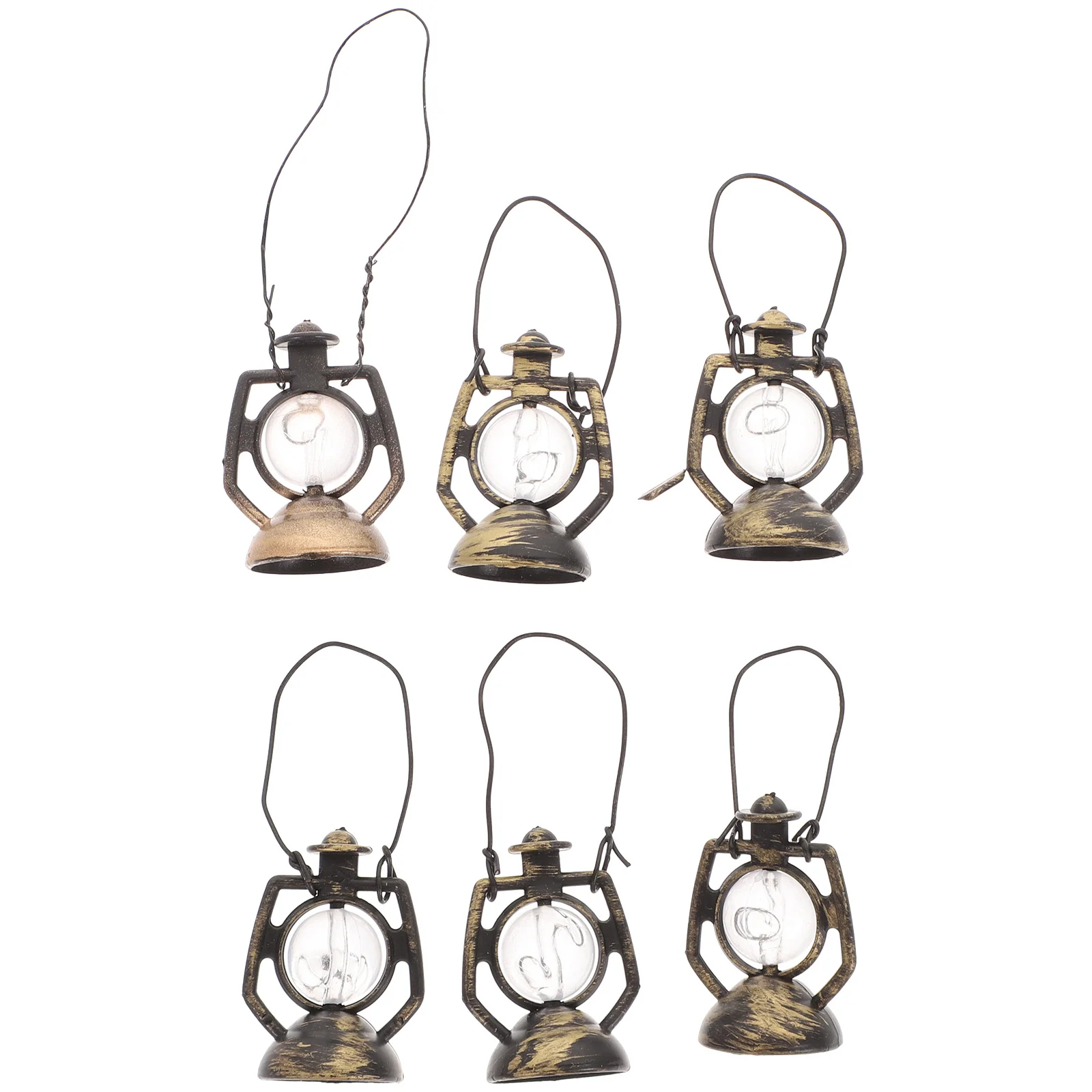 

6 Pcs House Kerosene Lamp Chandelier Decoration Decoration Adorn Micro Landscape Props Small Lantern Plastic