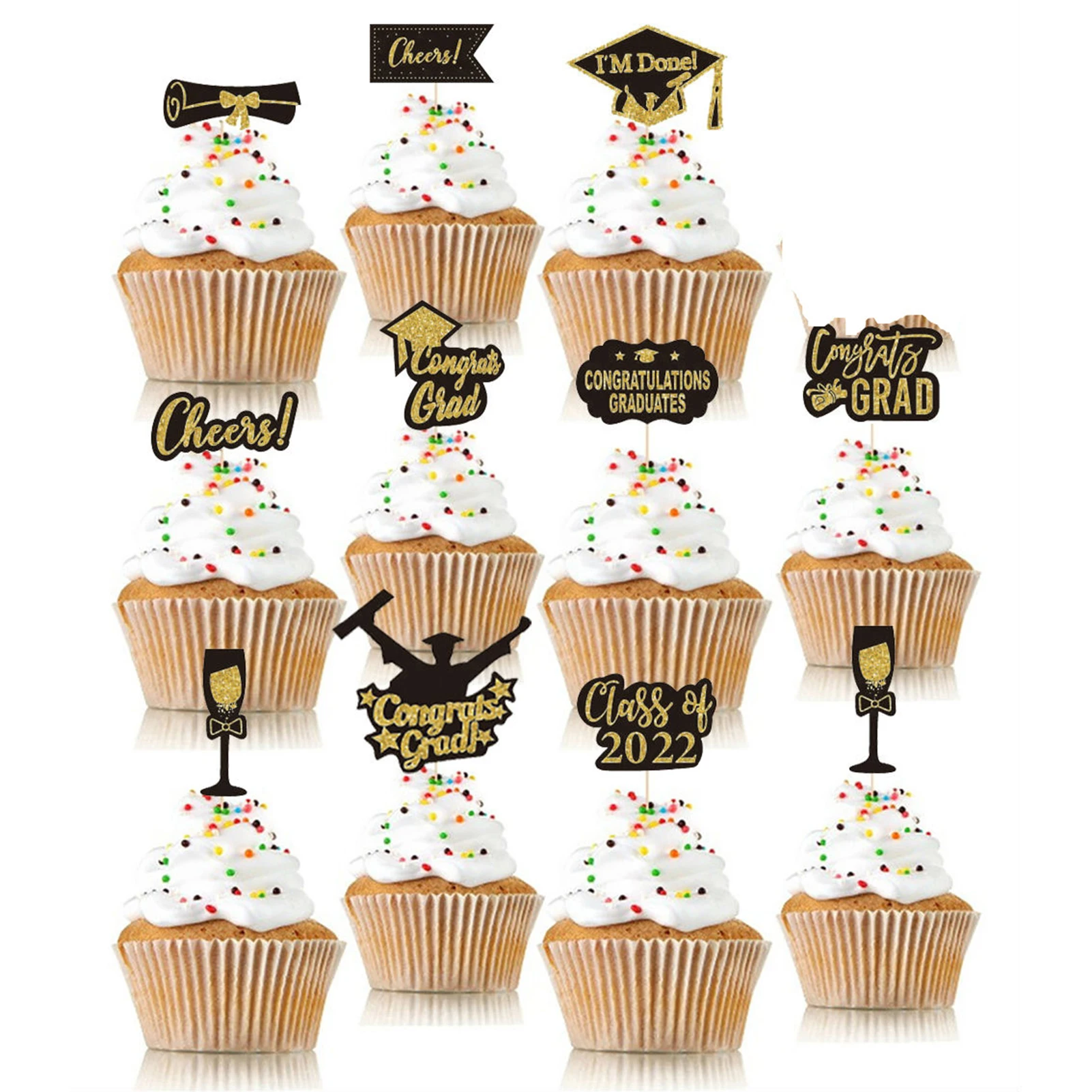 

2022 Graduation Cupcake Toppers Grad Cap Food Appetizer Picks Mini Cake Decorations Diploma 2022 Grad Cap Set For Class Of 2022