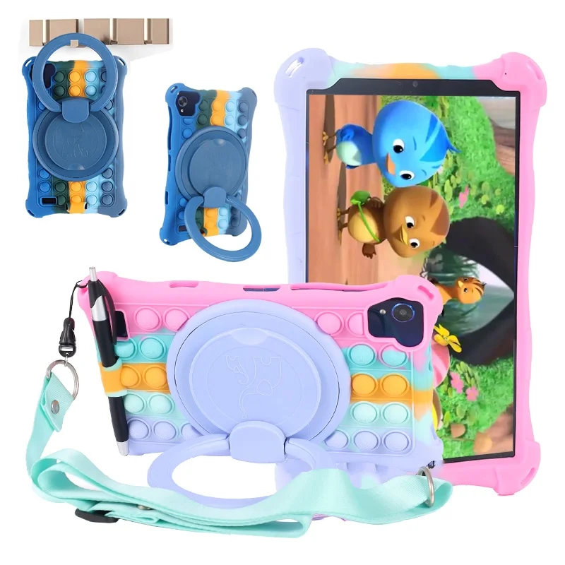 

for Teclast P80 P80H P80X P85 8.0 Inch Case Soft Bubble Silicone Kids Cover Tablet Stand Case with Shoulder Strap
