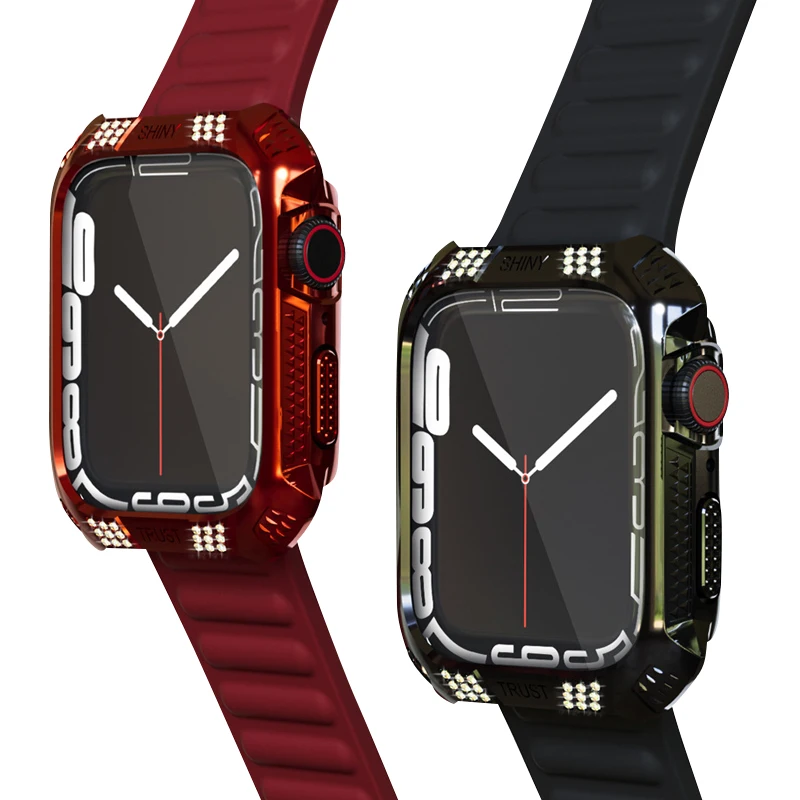 Band+Case for Apple Watch Band 44mm 40mm iWatch Strap 42mm 38mm Silicone Bumper+Bracelet for Apple Watch series 7 6 5 4/3SE case