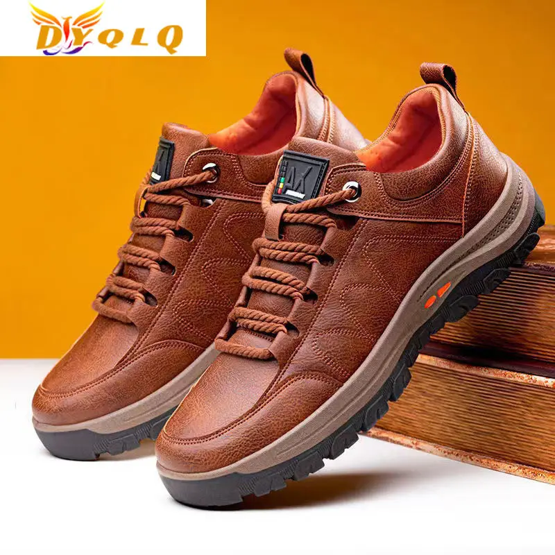 

Leather Winter Men Boots Waterproof Warm Fur Snow Boots Men Outdoor Winter Work Casual Shoes Military Combat Rubber Ankle Boots
