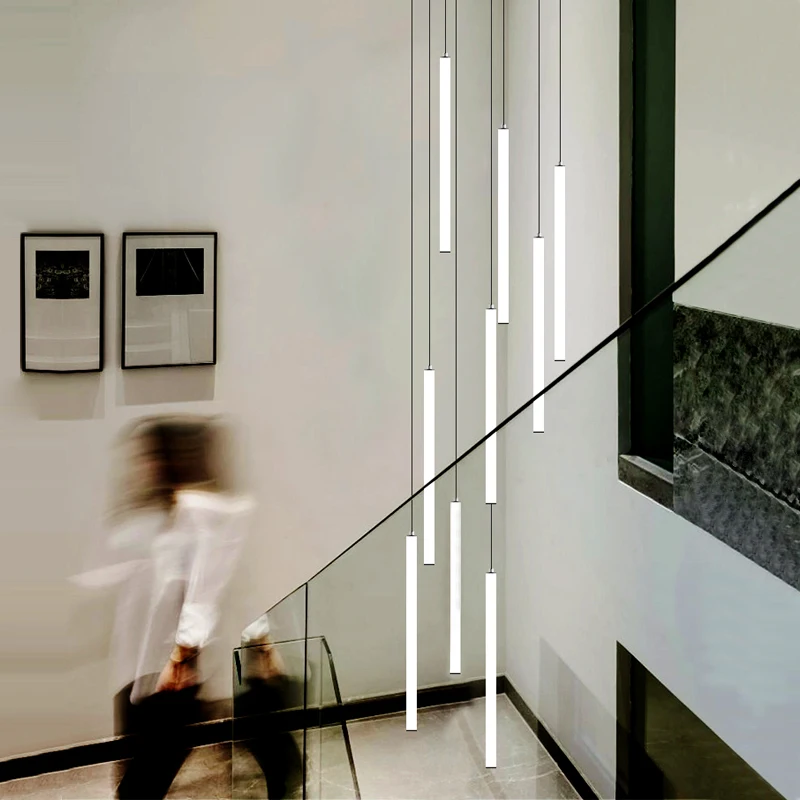 Дешево Длинная Подвесная лампа для гостиной, люстра для гостиной, столовой, чердака, лестницы, большая выставочная лампа