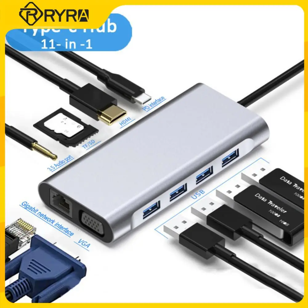 

RYRA USB Type C HUB USB C To HDMI-compatible RJ45 SD Reader PD 100M Network Card V3.0 HUB For MacBook Pro Dock Station Splitter