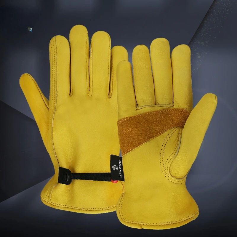 Assicurazione del lavoro forniture all'ingrosso HY018 guanti in pelle bovina primo strato protezione conducente guanti assicurazione lavoro