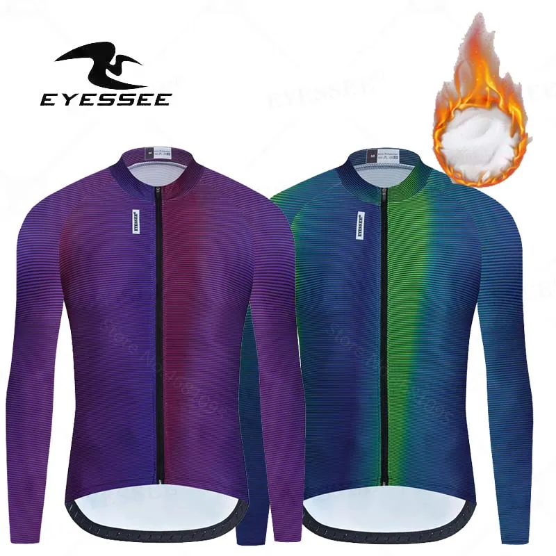 

Лидер продаж, Зимняя Теплая Флисовая веломайка EYESSEE, Мужская одежда для езды на горном велосипеде, велосипедная одежда
