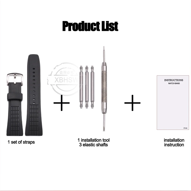 Watch Accessories Suitable For Seiko SPC007 SRH006 Black Silicone Sport Waterproof Wristband 26mm Men's Rubber Watch Strap