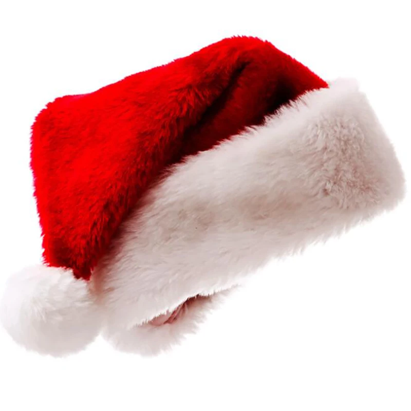 

Christmas Hat For Adults Big Ball Plush Christmas Hats Women Men Red Santa Claus Hat High Quality Soft Plush Hats