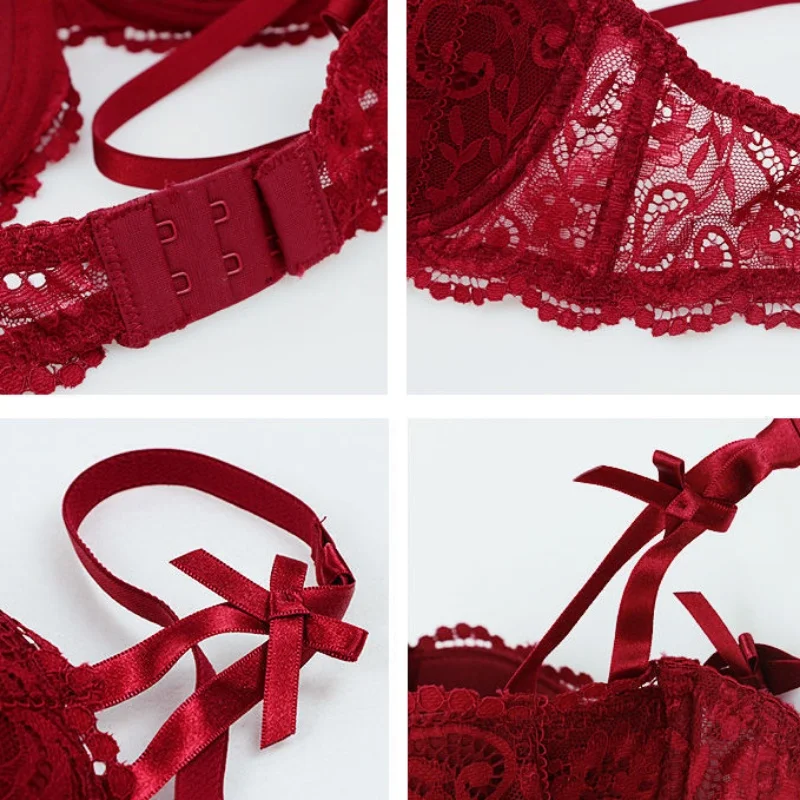 Привлекательный кружевной ультратонкий хлопковый бюстгальтер с чашками пуш-ап