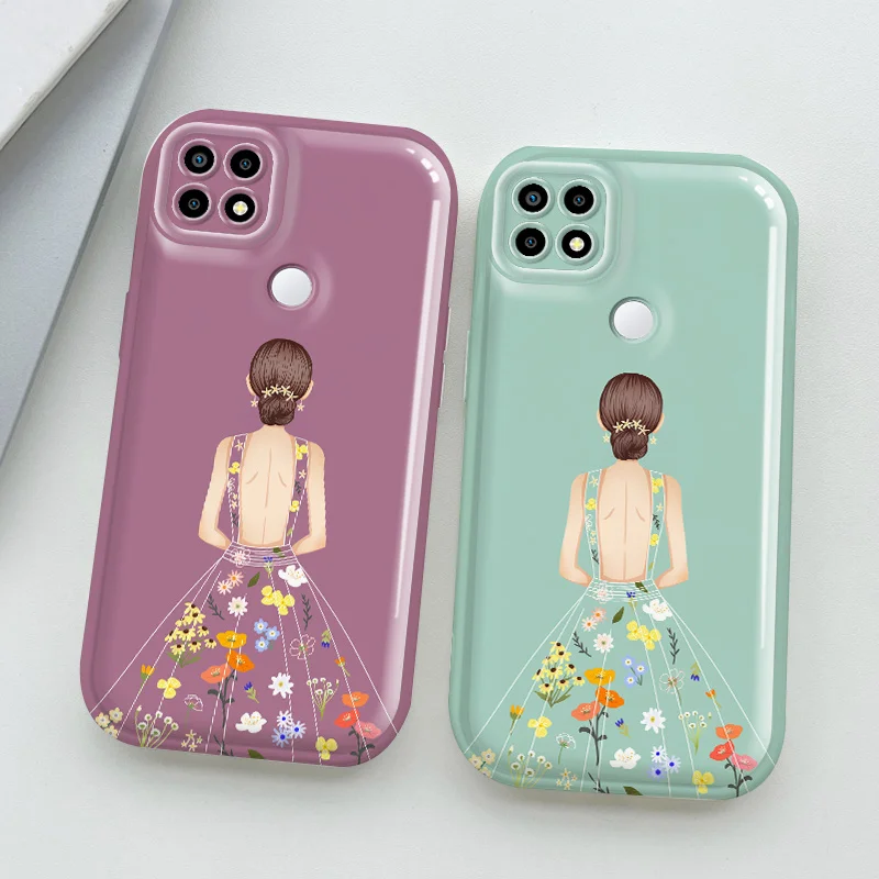 Чехол для OPPO A15 A15s A12E A31 A32 A33 A35 2021 A53 A55 A56 A5 Realme C1 2018 блестящий чехол с цветочной